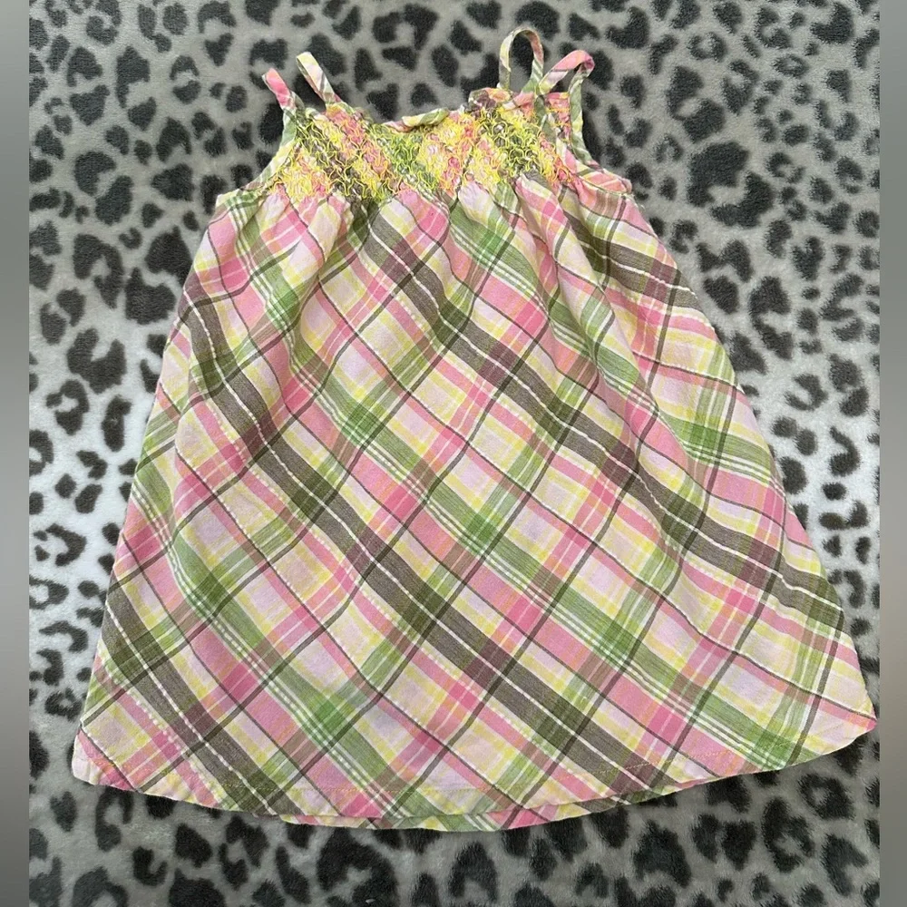 Old Navy Plaid Sundress in Yellow Pink Green Brown Size  Baby Large 12-18 months
